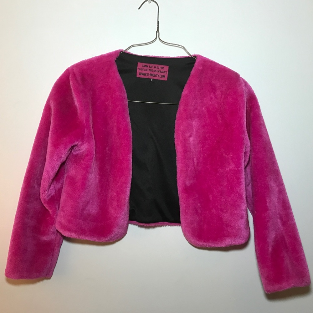 Furry pink overcoat